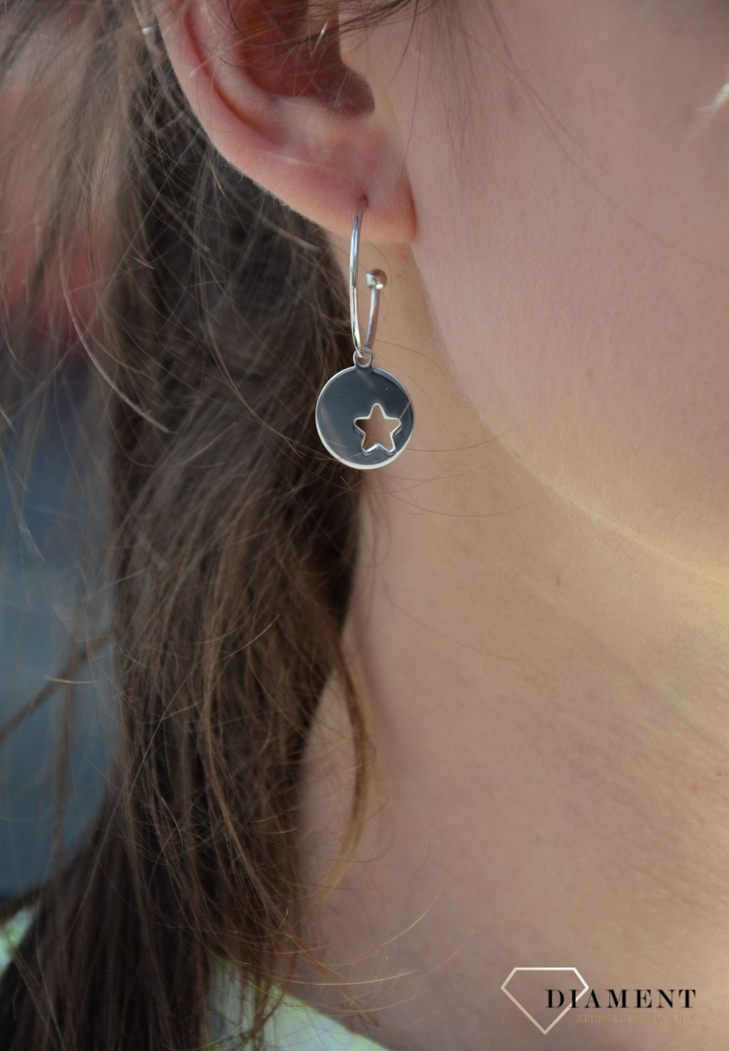 Kolczyki srebrne kółka z gwiazdkką Dall'Acqua OR RM 19893 060.jpg